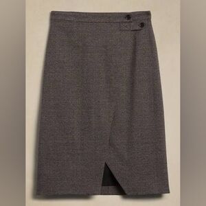 Banana Republic Factory Brown Plaid Flannel Wrap Pencil Skirt - Size 0